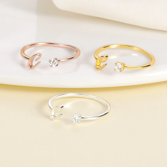 Wholesale Letter Ring Copper Electroplated Light Luxury Style