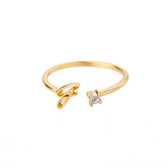 Wholesale Letter Ring Copper Electroplated Light Luxury Style