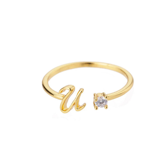 Wholesale Letter Ring Copper Electroplated Light Luxury Style