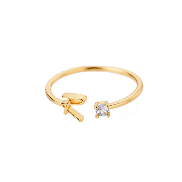 Wholesale Letter Ring Copper Electroplated Light Luxury Style