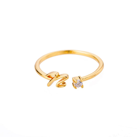 Wholesale Letter Ring Copper Electroplated Light Luxury Style