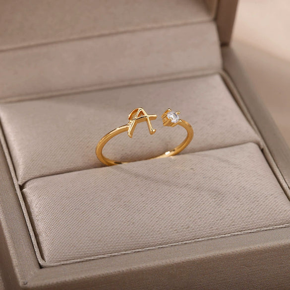 Wholesale Letter Ring Copper Electroplated Light Luxury Style