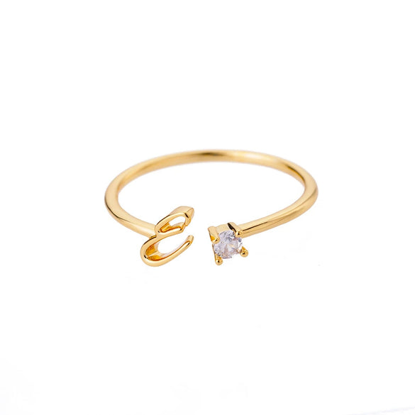 Wholesale Letter Ring Copper Electroplated Light Luxury Style