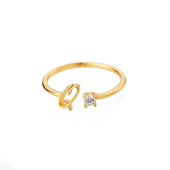 Wholesale Letter Ring Copper Electroplated Light Luxury Style