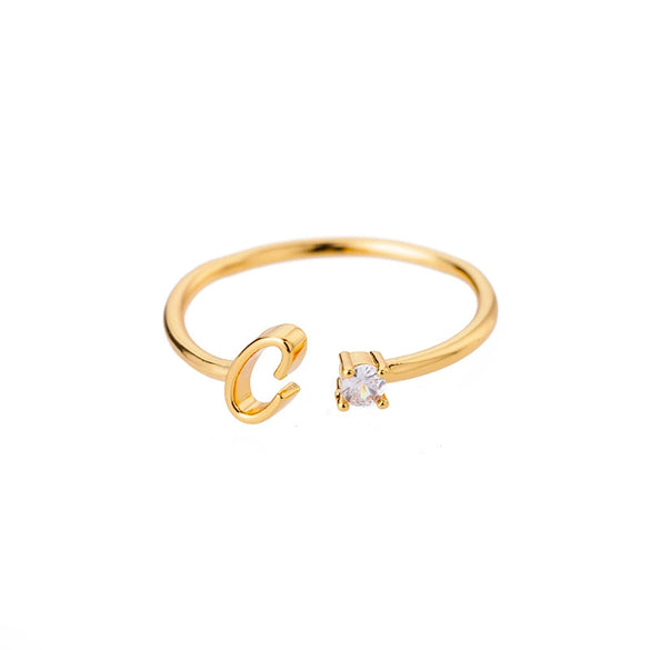 Wholesale Letter Ring Copper Electroplated Light Luxury Style