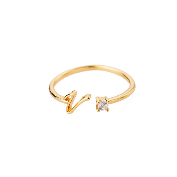 Wholesale Letter Ring Copper Electroplated Light Luxury Style