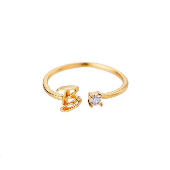 Wholesale Letter Ring Copper Electroplated Light Luxury Style