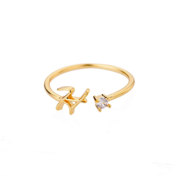 Wholesale Letter Ring Copper Electroplated Light Luxury Style