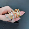 Wholesale Letter Ring Copper 18K Gold Plated Geometric Style For Women