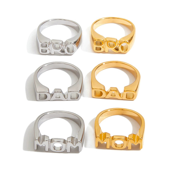 Wholesale Letter Ring Stainless Steel Geometric Style Electroplated Jewelry For Women