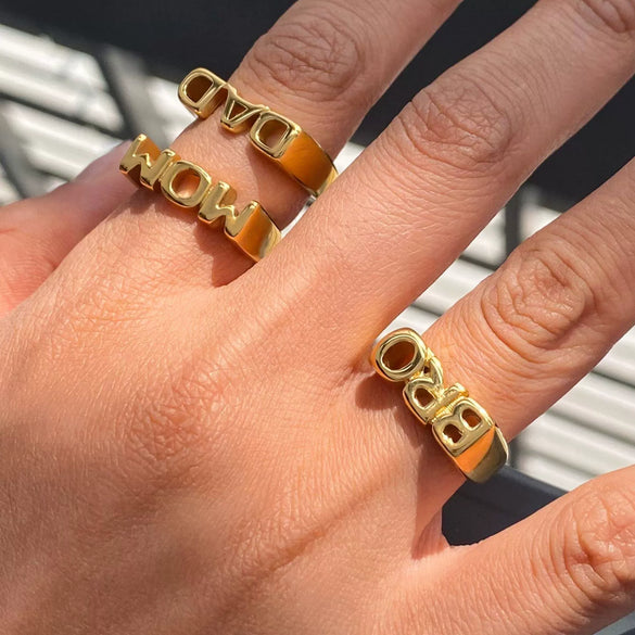 Wholesale Letter Ring Titanium Steel Stainless Steel Geometric Style Electroplated Jewelry For Women