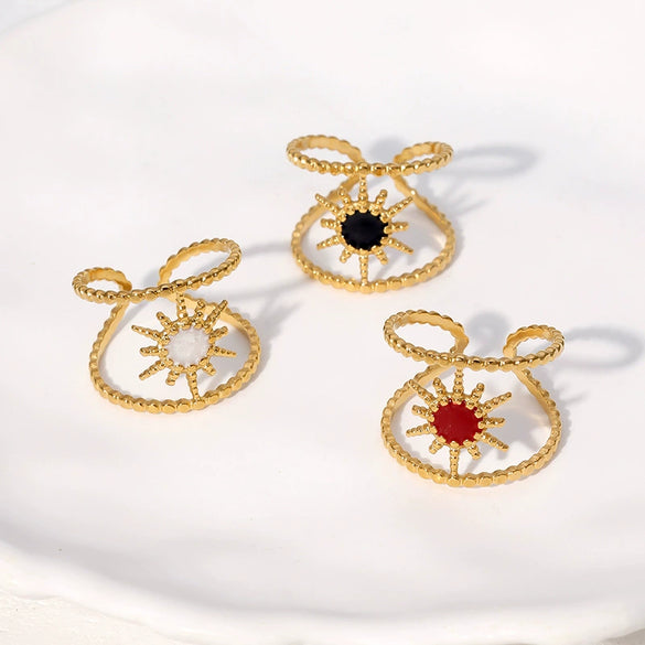 Wholesale Light And Luxurious Women's Stainless Steel Geometric Ring Gold Plated Electroplated