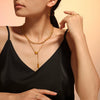 Wholesale Light Luxury Acacia Bean Pendant Double Layer Necklace For Women Stainless Steel Plated 18K Real Gold Geometric Pattern Electroplating Treatment
