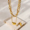 Wholesale Light Luxury Acacia Bean Pendant Double Layer Necklace For Women Stainless Steel Plated 18K Real Gold Geometric Pattern Electroplating Treatment
