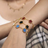 Wholesale Light Luxury Agate Five Leaf Flower Stainless Steel Bracelet With Geometric And Flower Pattern Electroplated