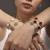 Wholesale Light Luxury Agate Five Leaf Flower Stainless Steel Bracelet With Geometric And Flower Pattern Electroplated