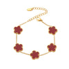 Wholesale Light Luxury Agate Five Leaf Flower Stainless Steel Bracelet With Geometric And Flower Pattern Electroplated