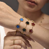 Wholesale Light Luxury Agate Five Leaf Flower Stainless Steel Bracelet With Geometric And Flower Pattern Electroplated