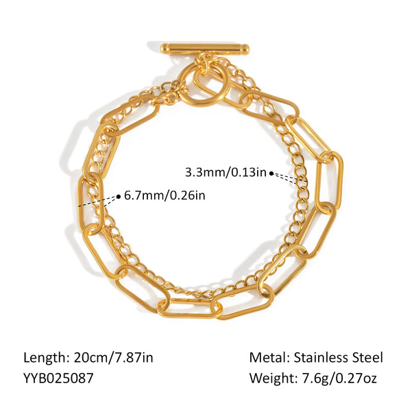 Wholesale Light Luxury All Match Chain Bracelet For Girls Titanium Steel Geometric Pvd Vacuum Real Gold Electroplated