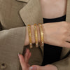 Wholesale Light Luxury Allmatch Fourleaf Clover Stripe Stretch Trend Highgrade Design 316L Stainless Steel Electroplated Bracelet