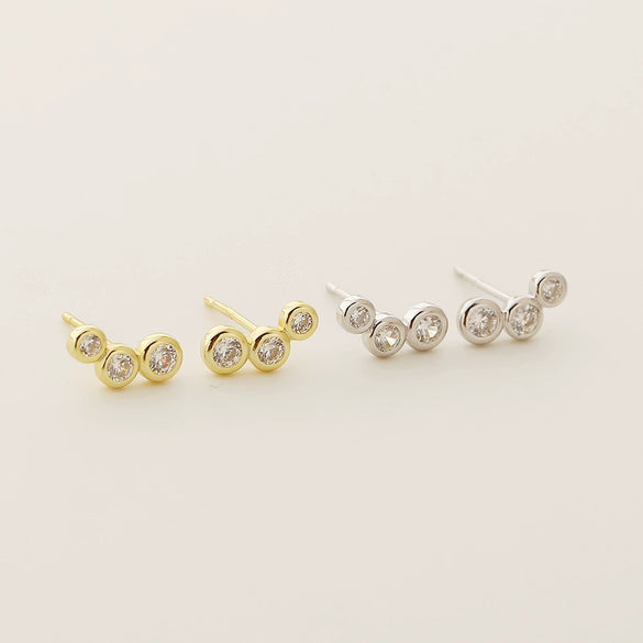 Wholesale Light Luxury Allmatch Women's Earrings S925 Silver Geometric Beads Diamond