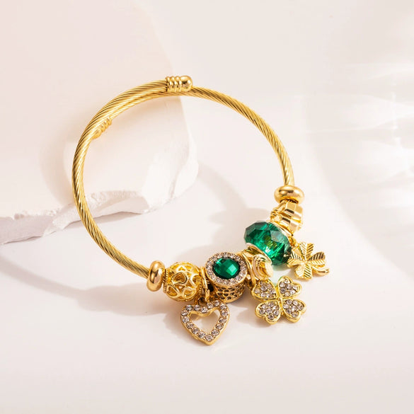 Wholesale Light Luxury Alloy Heart Shaped Diamond Inlaid Women's Bracelet