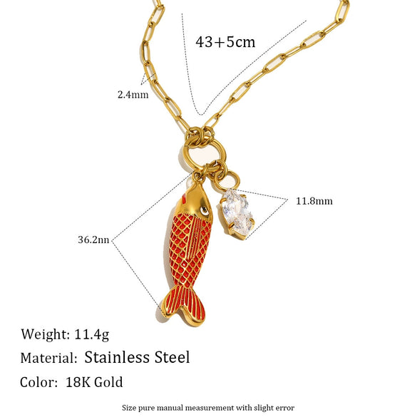 Wholesale Light Luxury Animal Zodiac Stainless Steel Electroplated Zircon Pendant Necklace For Women
