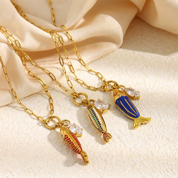 Wholesale Light Luxury Animal Zodiac Stainless Steel Electroplated Zircon Pendant Necklace For Women