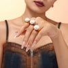 Wholesale Light Luxury Big Bead Ring For Women Titanium Steel With Geometric Pattern 18K Gold Plated