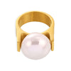 Wholesale Light Luxury Big Bead Ring For Women Titanium Steel With Geometric Pattern 18K Gold Plated