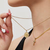 Wholesale Light Luxury Bohemian Geometric Stainless Steel Electroplated Cross Pendant Doublelayered Necklace For Women