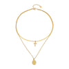 Wholesale Light Luxury Bohemian Geometric Stainless Steel Electroplated Cross Pendant Doublelayered Necklace For Women