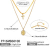 Wholesale Light Luxury Bohemian Geometric Stainless Steel Electroplated Cross Pendant Doublelayered Necklace For Women