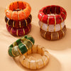 Wholesale Light Luxury Candy Color Natural Stone And Stainless Steel Elastic Rope Bracelet With Geometric Design Electroplating For Women