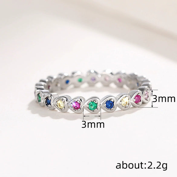 Wholesale Light Luxury Casual Style Copper Heartshaped Ring With Zirconia For Women