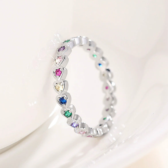 Wholesale Light Luxury Casual Style Copper Heartshaped Ring With Zirconia For Women