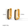 Wholesale Light Luxury Colored Zirconium Titanium Steel Geometric Rectangular Earrings With Electroplating