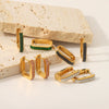 Wholesale Light Luxury Colored Zirconium Titanium Steel Geometric Rectangular Earrings With Electroplating