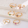 Wholesale Light Luxury Colorful Zircon Flower Cartoon Open Ring For Women Copper Diamond