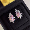 Wholesale Light Luxury Copper Earrings Inlaid With Zircon And Flower Pattern For Women