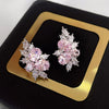Wholesale Light Luxury Copper Earrings Inlaid With Zircon And Flower Pattern For Women