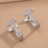 Wholesale Light Luxury Copper Electroplated Diamondencrusted Zircon Tshaped Women's Earrings