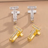 Wholesale Light Luxury Copper Electroplated Diamondencrusted Zircon Tshaped Women's Earrings