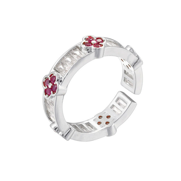 Wholesale Light Luxury Copper Fourleaf Clover Ring With Zirconia Insert For Women