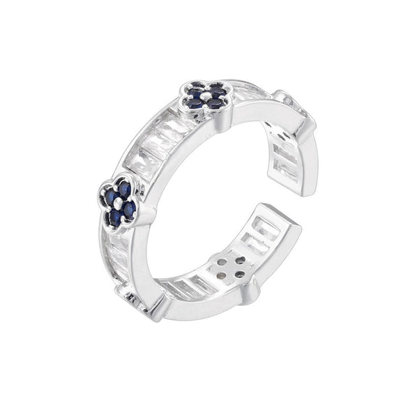 Wholesale Light Luxury Copper Fourleaf Clover Ring With Zirconia Insert For Women