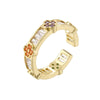 Wholesale Light Luxury Copper Fourleaf Clover Ring With Zirconia Insert For Women