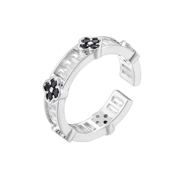 Wholesale Light Luxury Copper Fourleaf Clover Ring With Zirconia Insert For Women