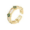 Wholesale Light Luxury Copper Fourleaf Clover Ring With Zirconia Insert For Women