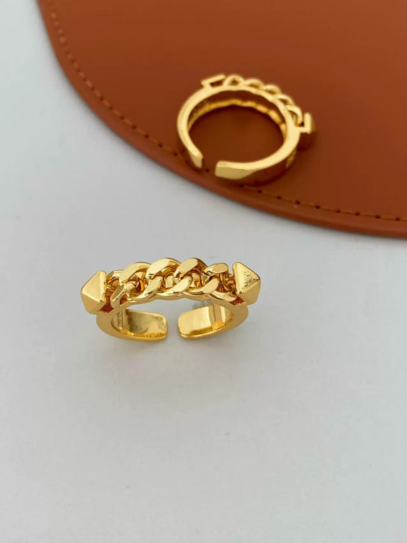 Wholesale Light Luxury Copper Goldplated Chain Ring Jewelry Accessories