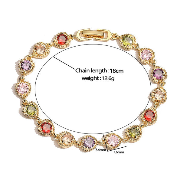 Wholesale Light Luxury Copper Heartshaped Inlaid Zirconia Women's Love Stitching Bracelet